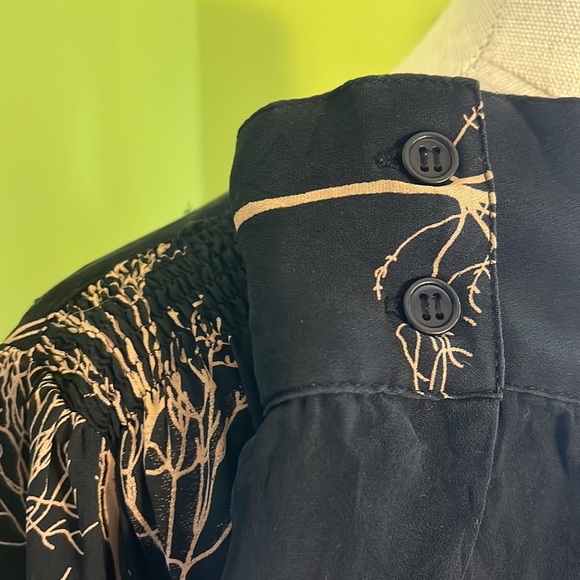 Ulla Johnson for Barneys tree print deep navy silk georgette blouse - Picture 2 of 6